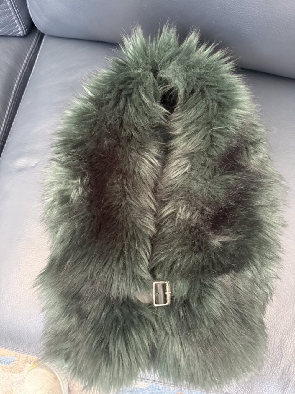 Helen Moore Green Faux Fur Scarf Stole Made in England
